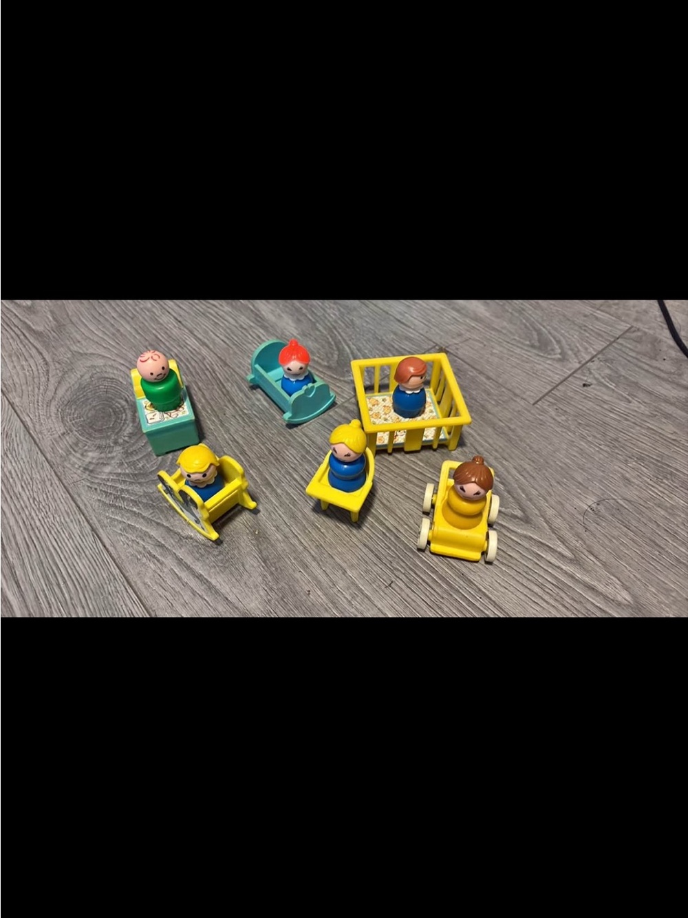 Vintage Fisher-Price Little People Set with Yellow and Blue Figures
